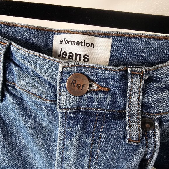 Reformation Size 25 Light Medium Wash High And Skinny Jeans Stretch Catalina - Picture 4 of 10